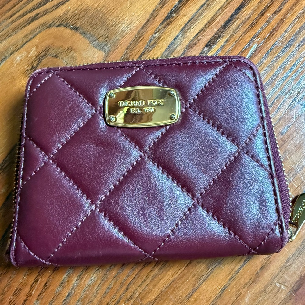 Michael Kors Maroon Quilted Wallet